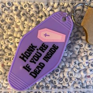 Honk if you’re dead inside 💀 keychain - purple